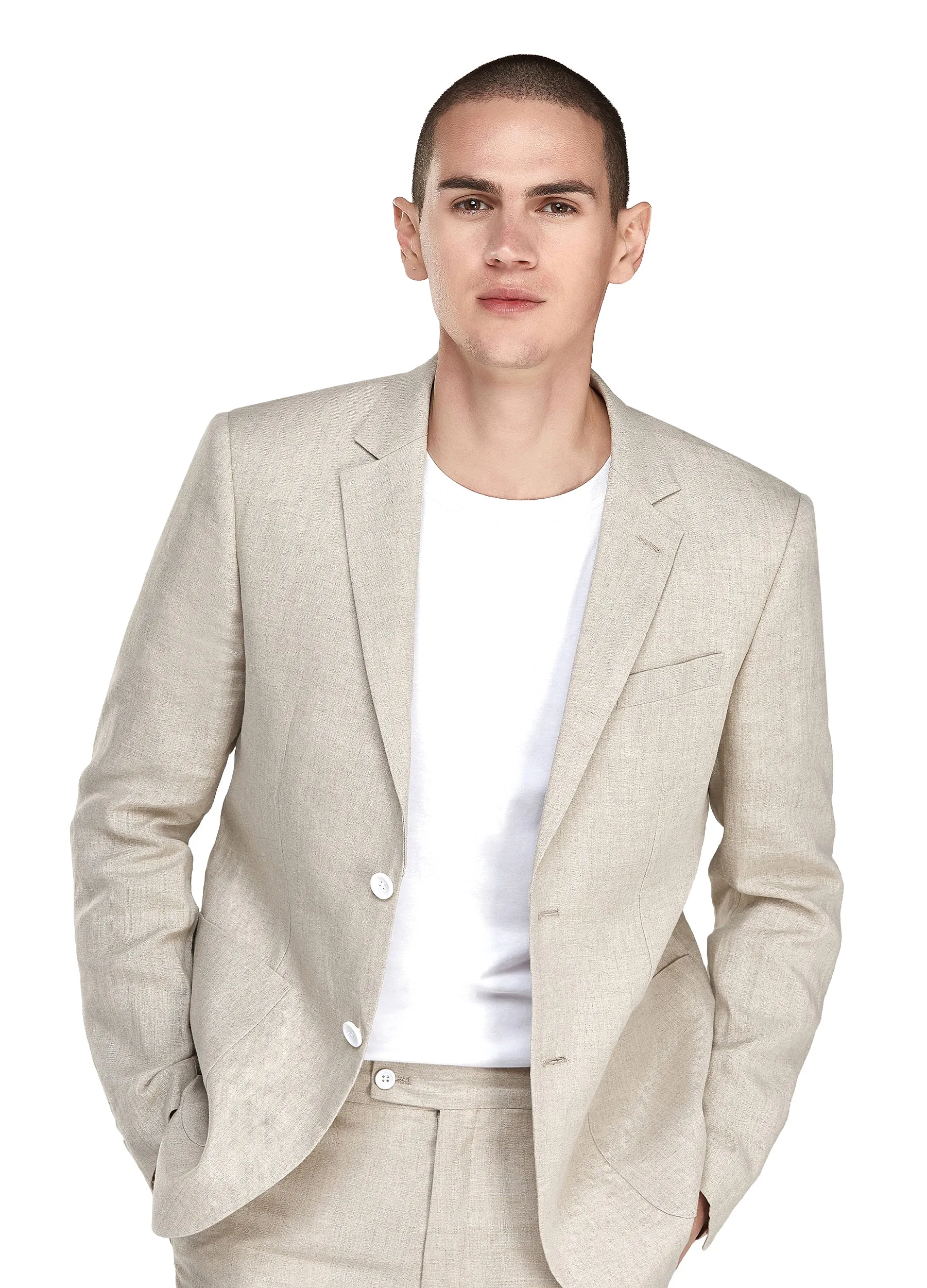 1PA1 Men's 100% Linen Slim Fit Suit Jacket