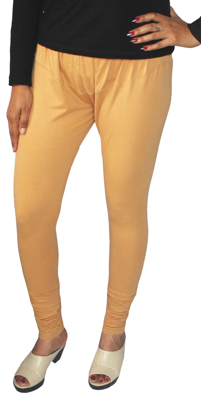 4 Way Stretchable Leggings Womens Churidar India Clothing Bottoms (Beige)