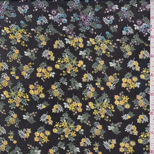 Black Multi Mini Floral Chiffon Fabric