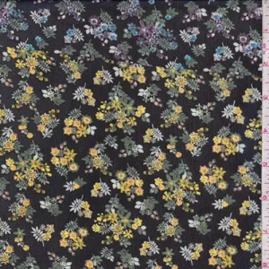 Black Multi Mini Floral Chiffon Fabric