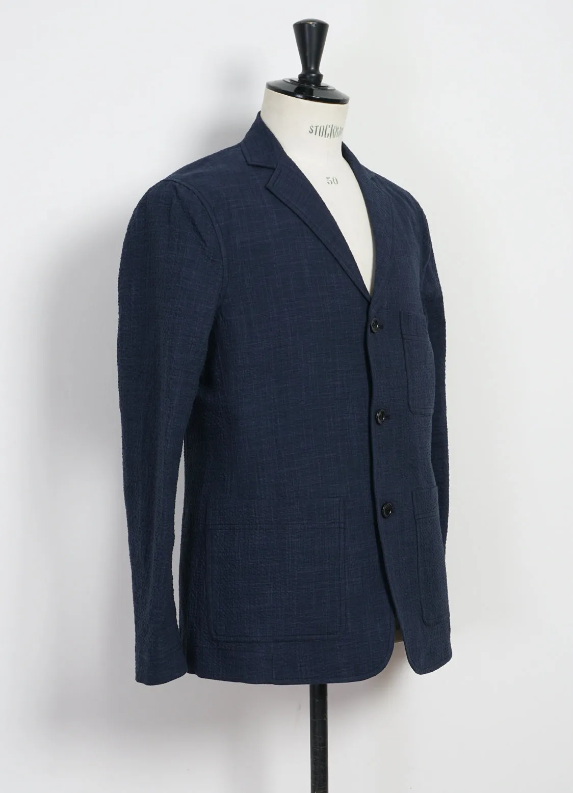 CHARLIE | Easy Three Button Blazer | Crinkle Blue