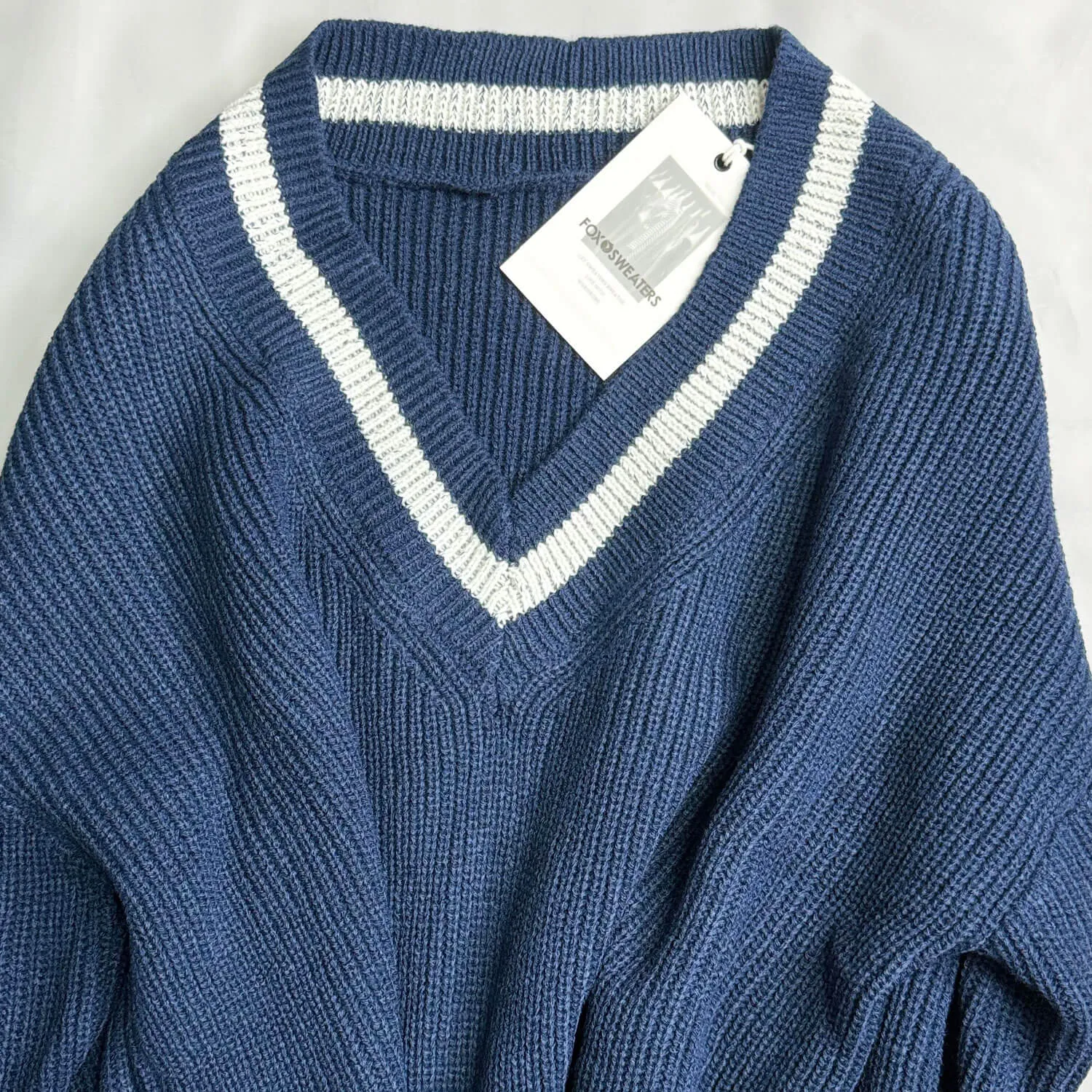 College Striped V Neck Long Sleeve Oversized Knit Sweater