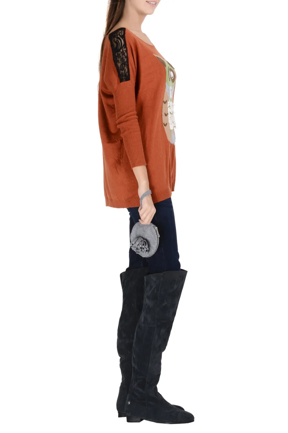 CUTE FOX Orange Long Sleeved Sweater