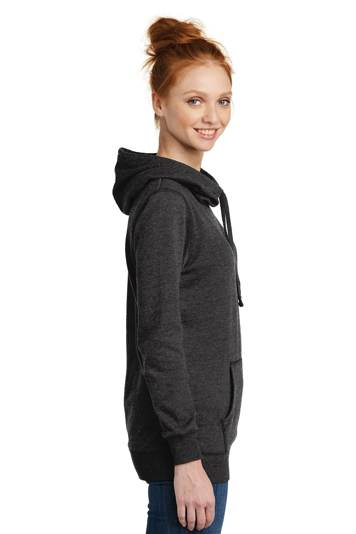 District Made Ladies Lightweight Hoodies, Heathered Black