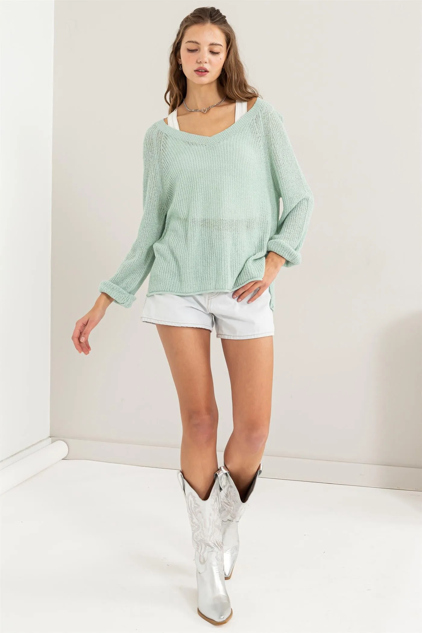 DZ24A852-Long Sleeve Oversized Sweater