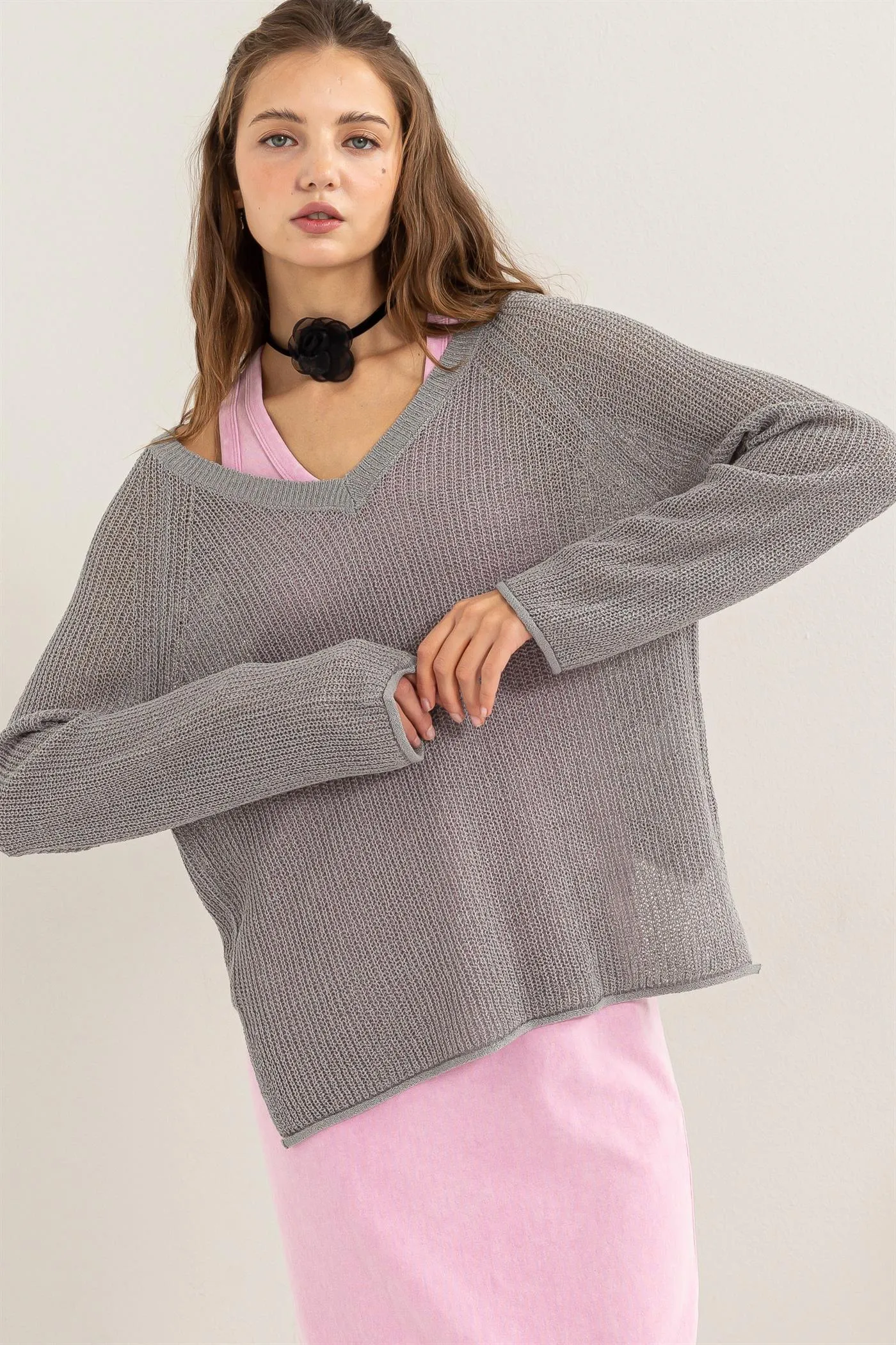 DZ24A852-Long Sleeve Oversized Sweater