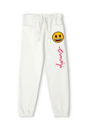 Emoji Jogger Pant For Girl - White