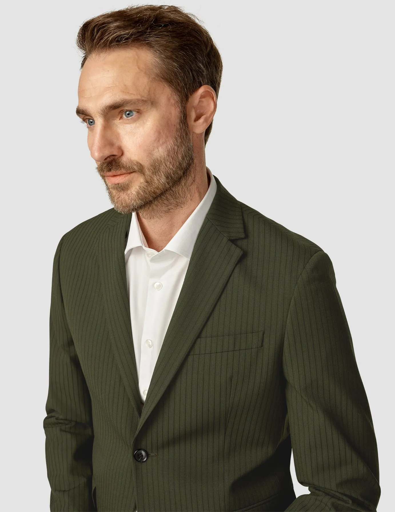 Essential Blazer Regular Moss Green Pinstripe