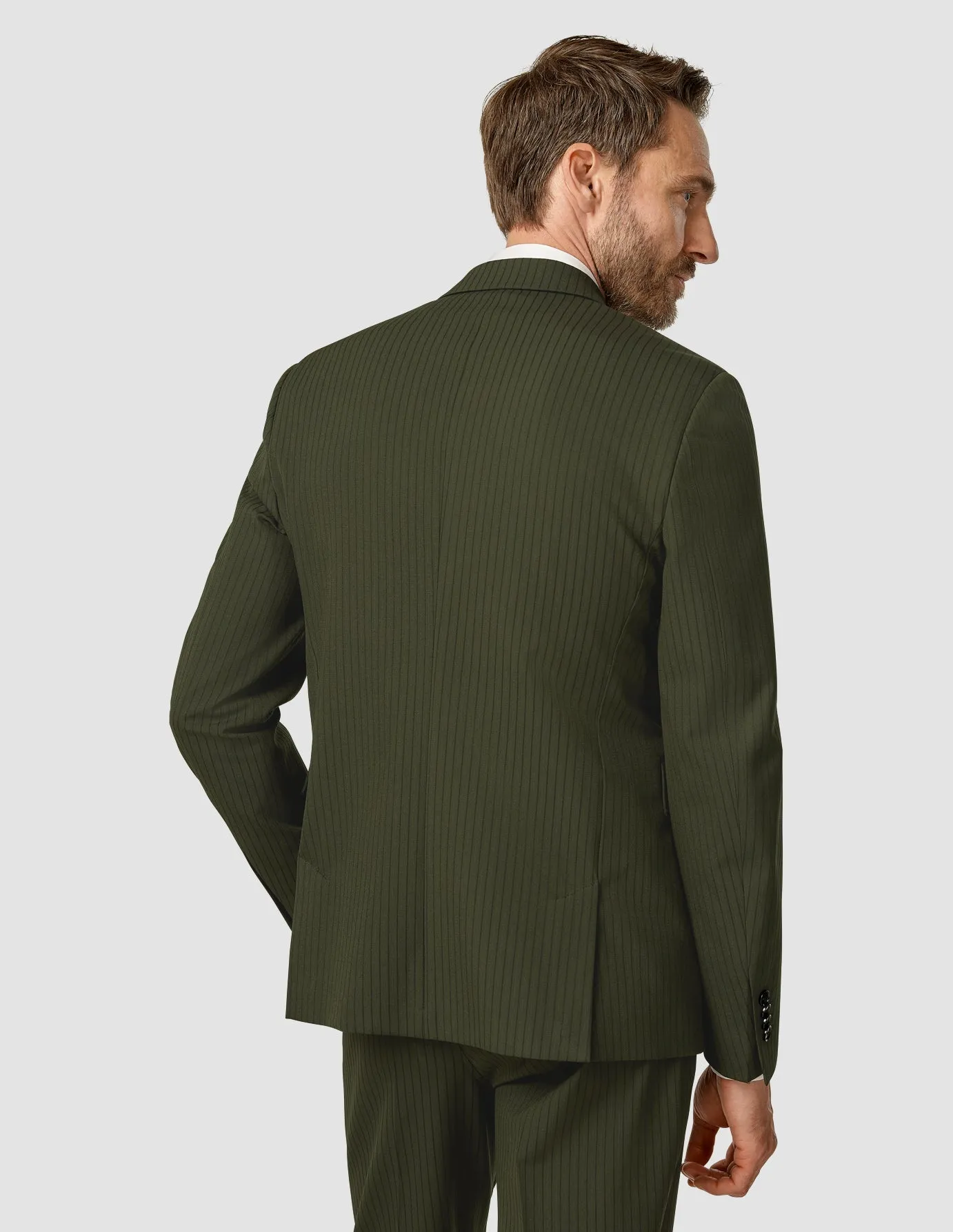 Essential Blazer Regular Moss Green Pinstripe