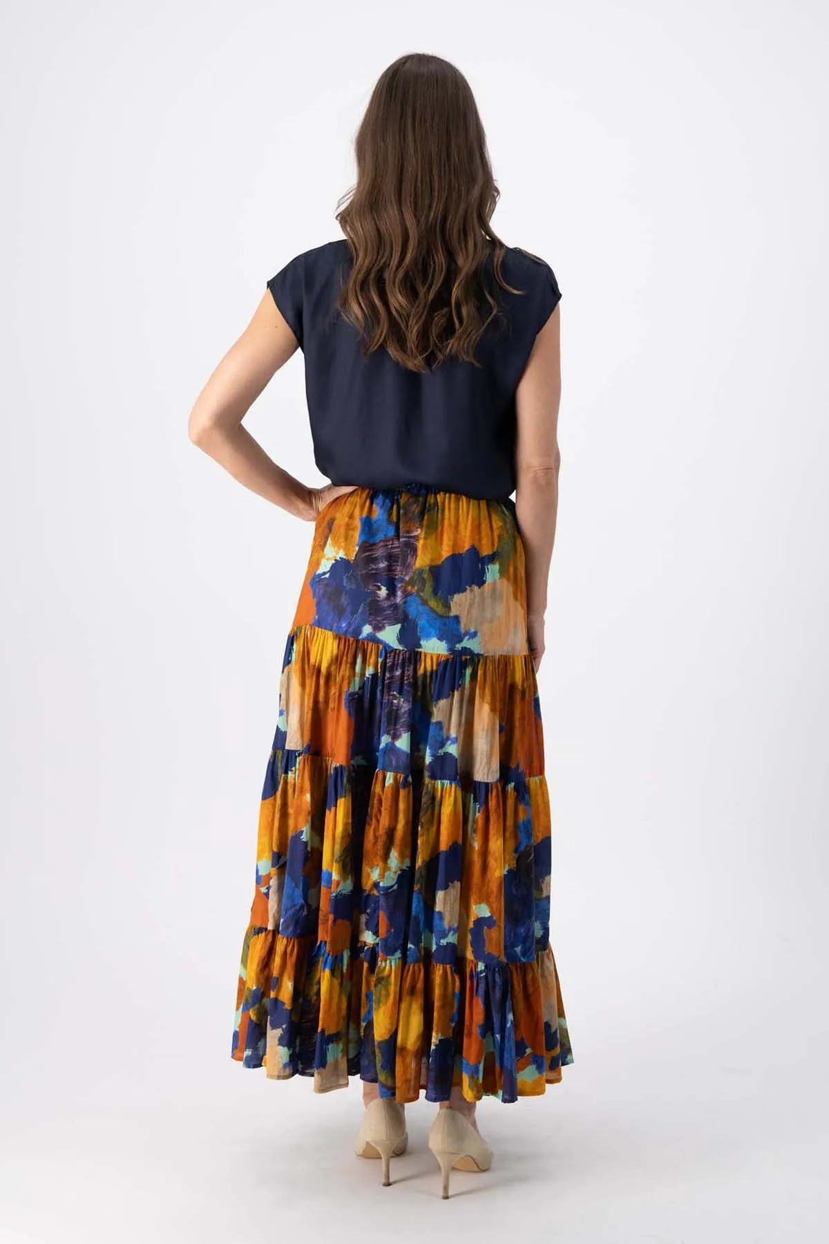 Fiorella LAX Tiered Skirt Earth in Cotton Voile