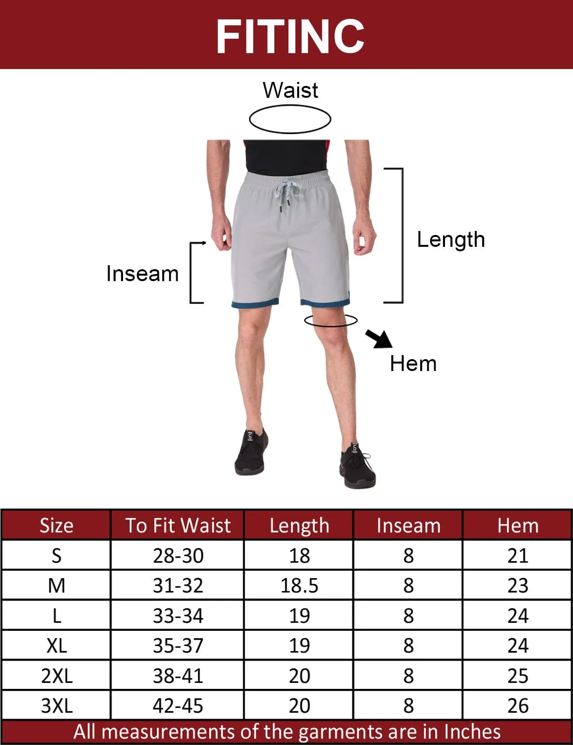 Fitinc N.S Lycra Light Grey Shorts for Men with Zipper Pockets