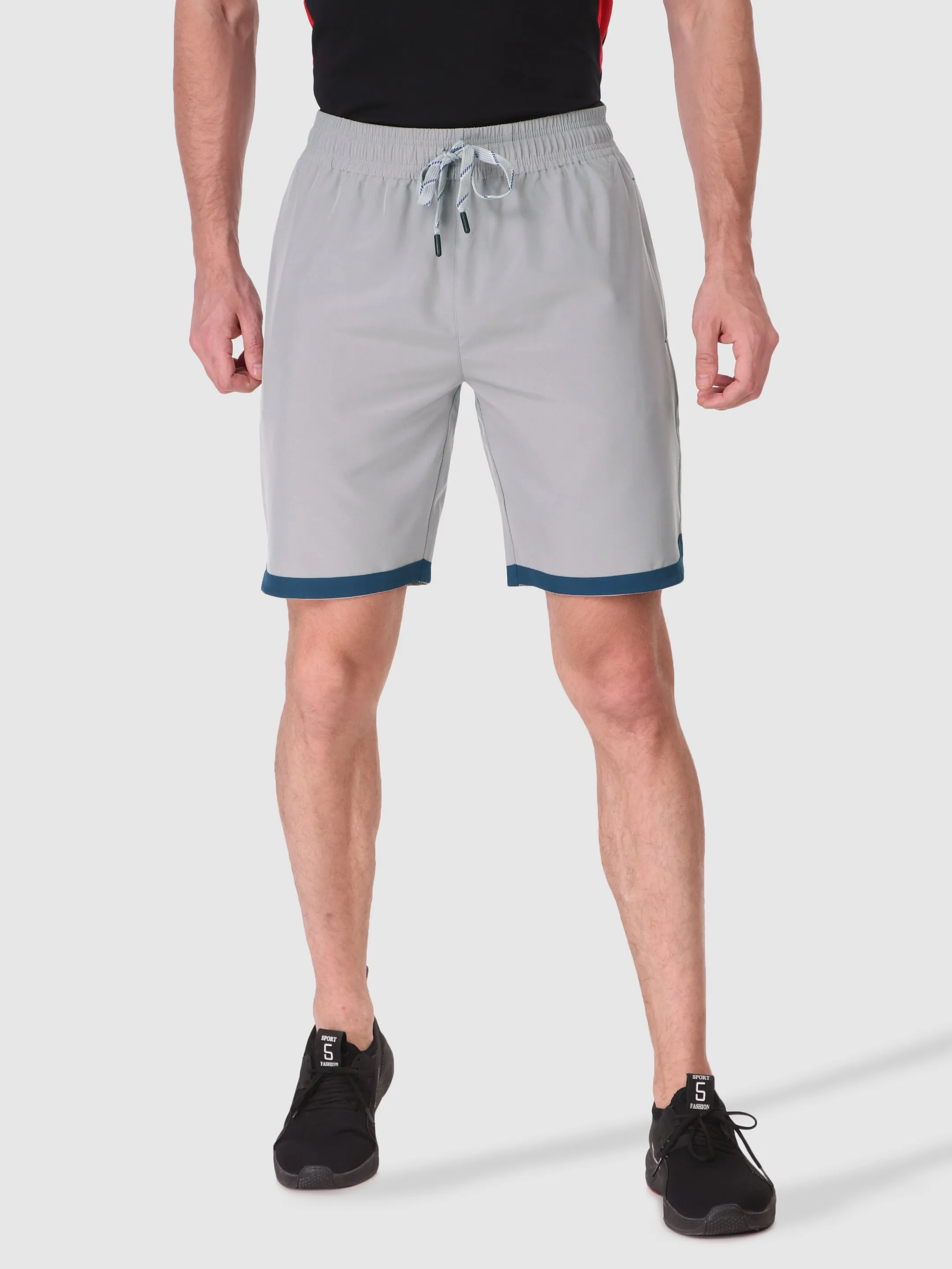 Fitinc N.S Lycra Light Grey Shorts for Men with Zipper Pockets