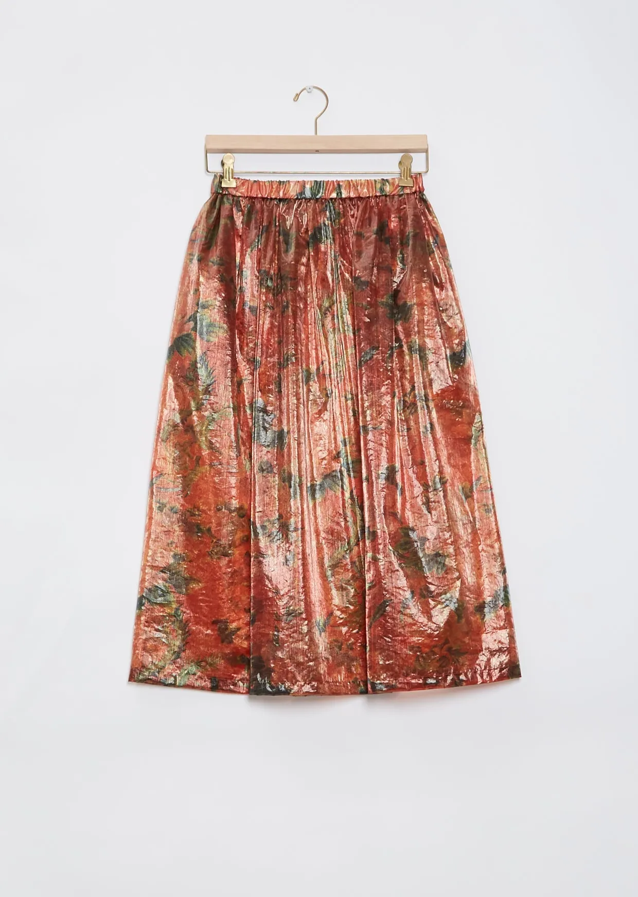 Floral Metallic Midi Skirt