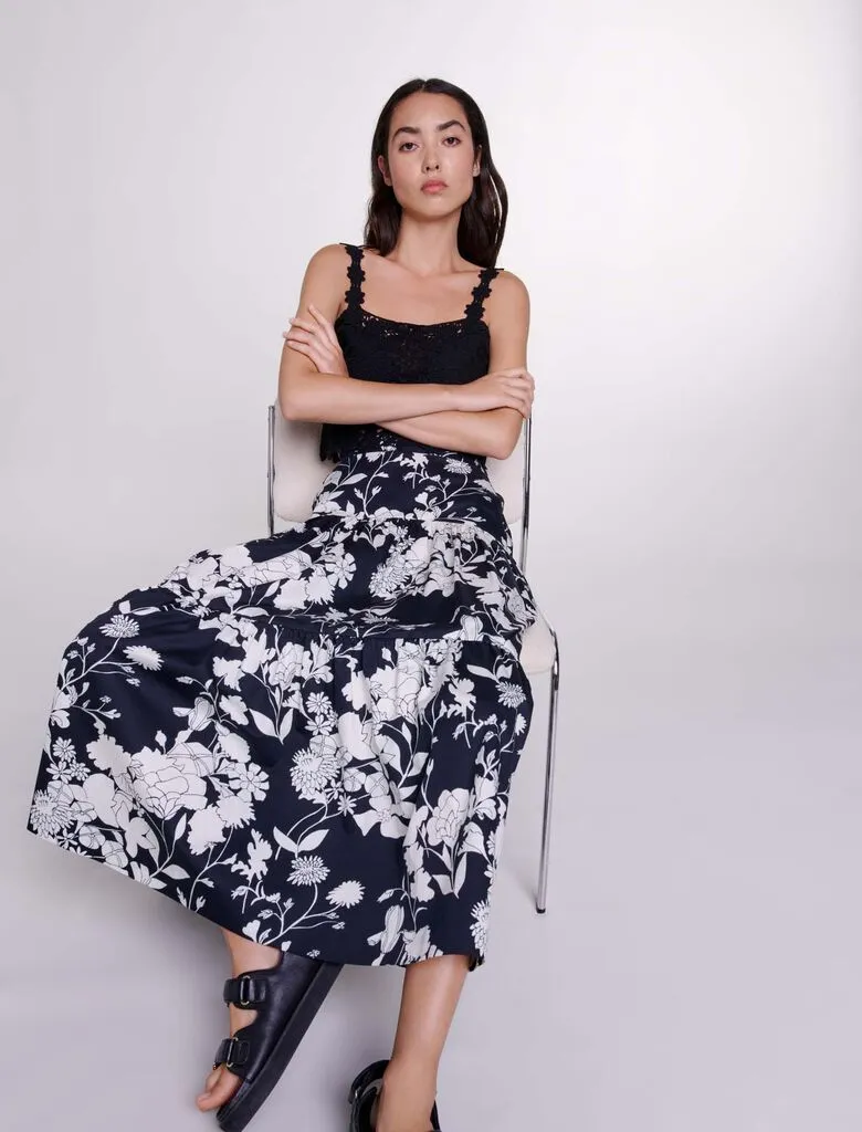 Floral print maxi skirt