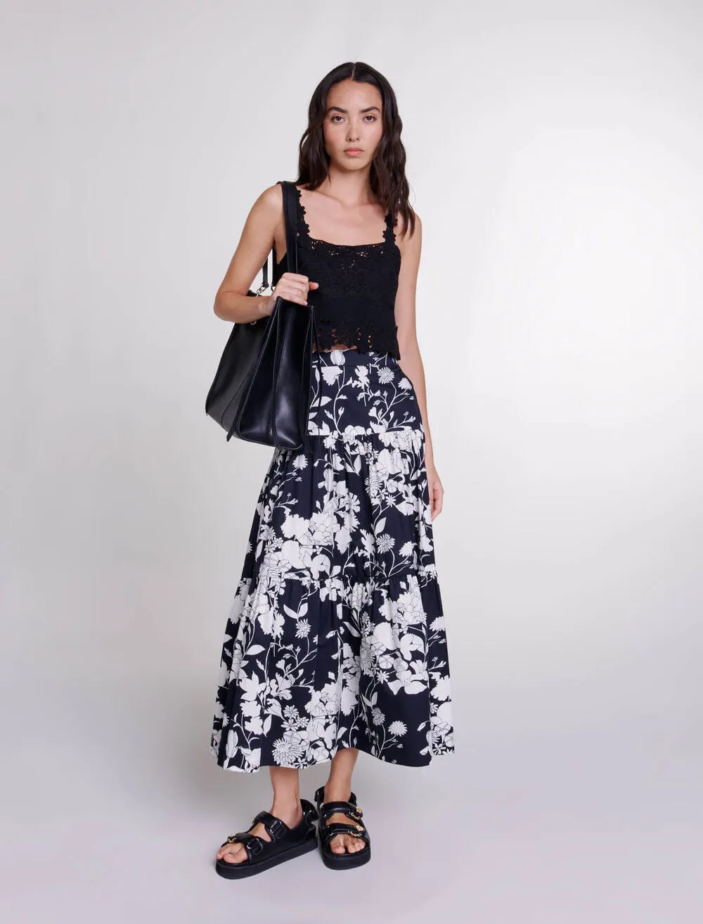 Floral print maxi skirt