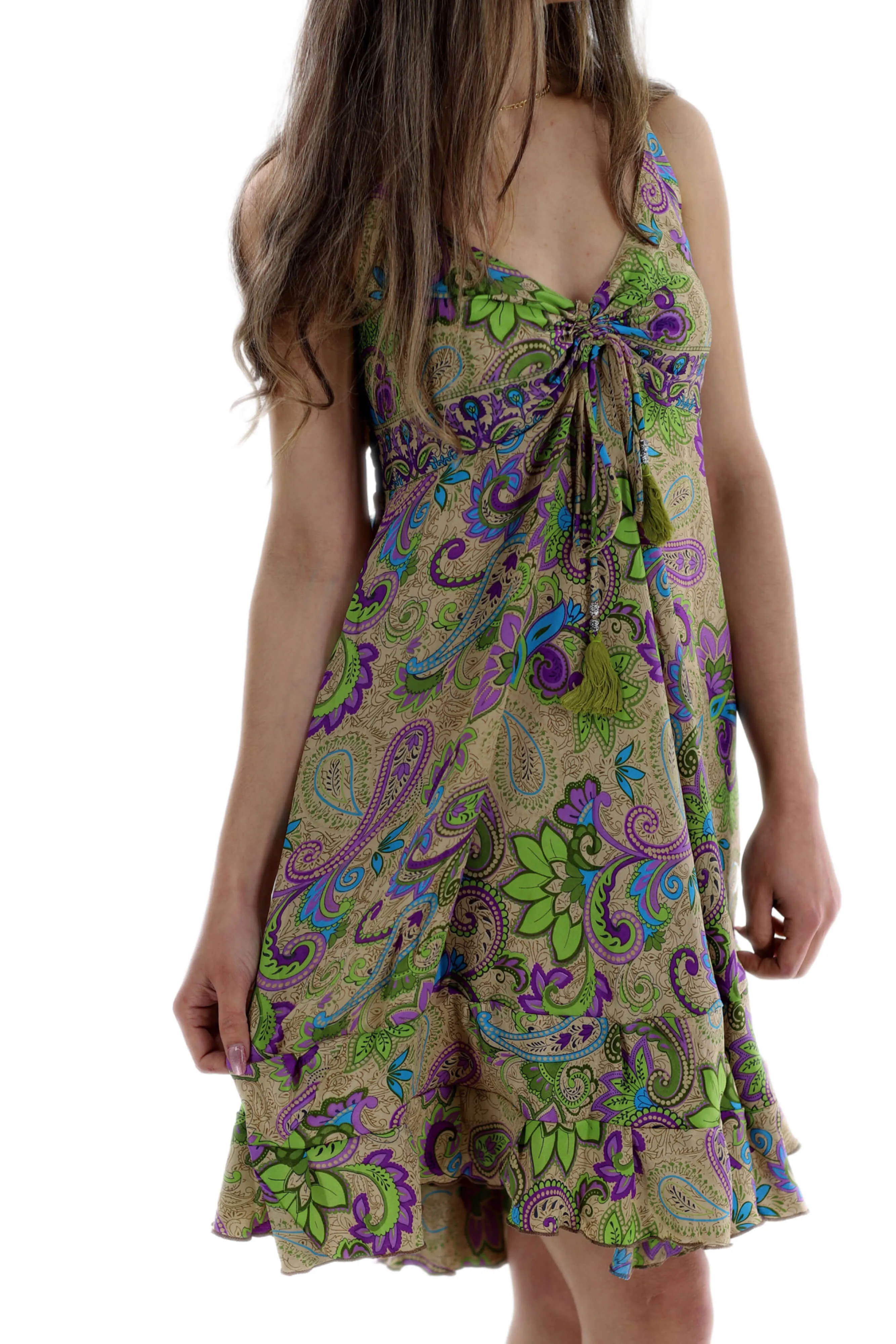 Flowy Floral "Daniela" Above the knee Dress in Green