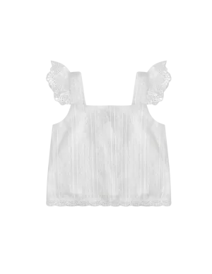 Giselle Winged Cotton Top - White