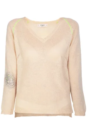 HELMA Beige Crystal Skull Jumper