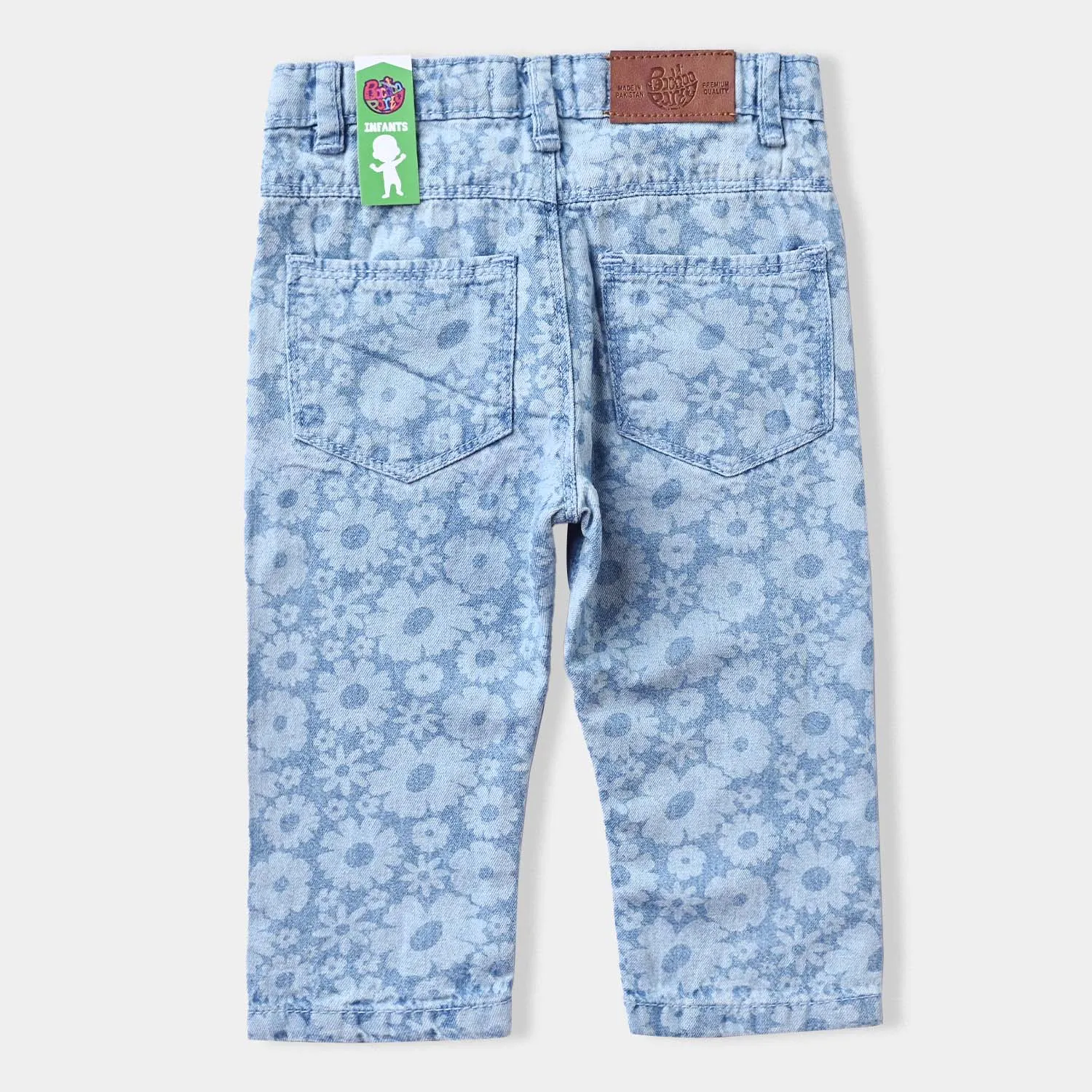 Infant Girls Denim Stretch Pant Flower-LIGHT BLUE