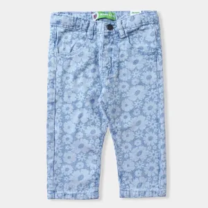 Infant Girls Denim Stretch Pant Flower-LIGHT BLUE