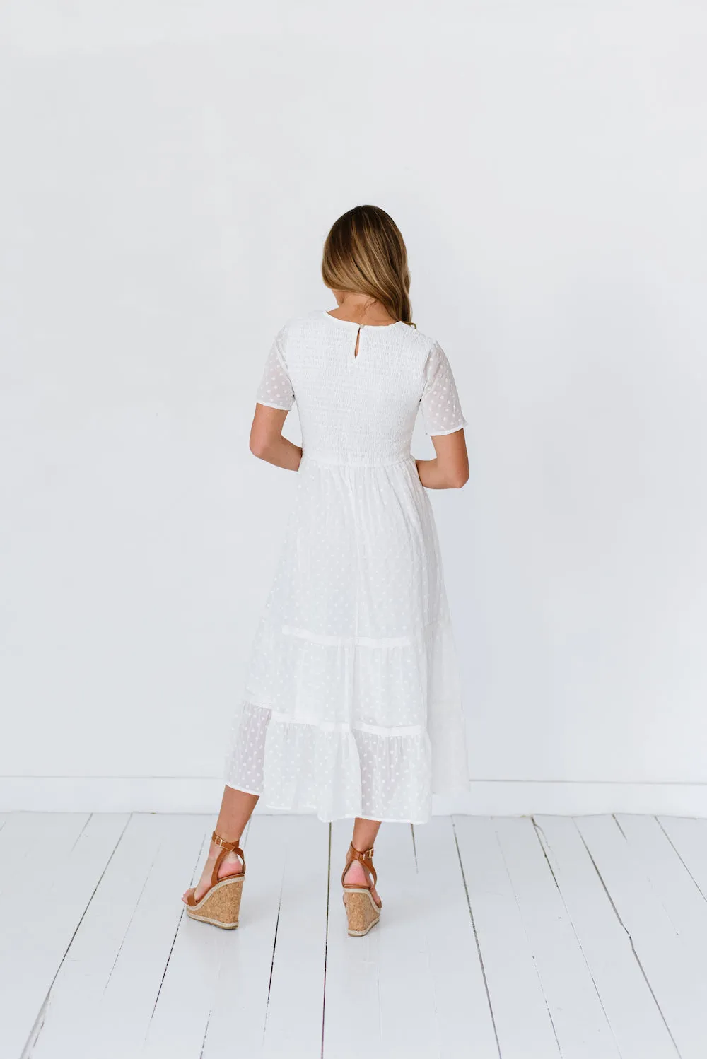 Isla Dot Dress in White