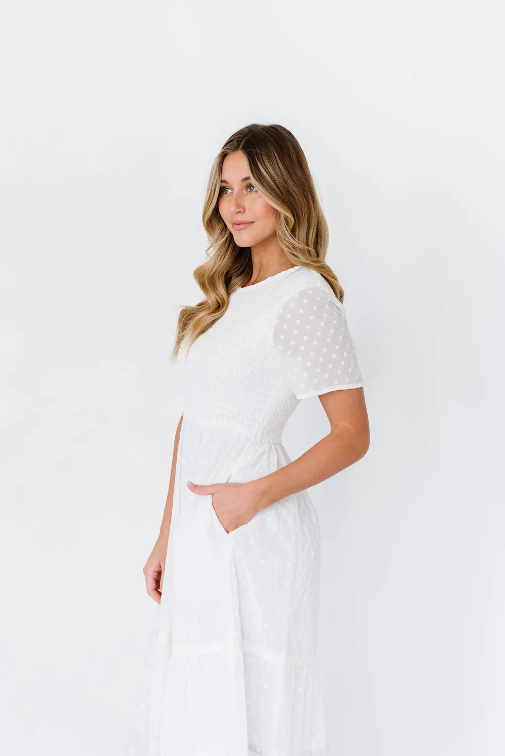 Isla Dot Dress in White