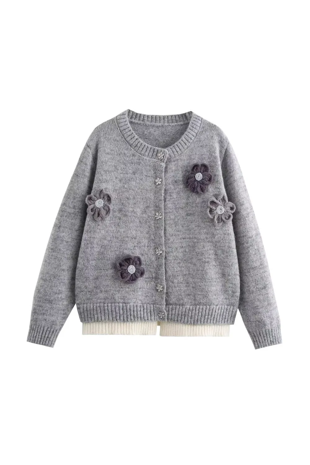 'Javier' Flower Knit Cardigan( 2 Color)