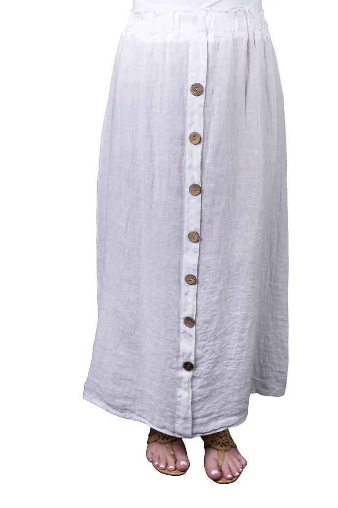 Jessie Button Front Linen Skirt (SL105) - FINAL SALE