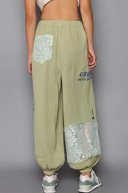 Kyra Lace Embroidered Jogger Pants