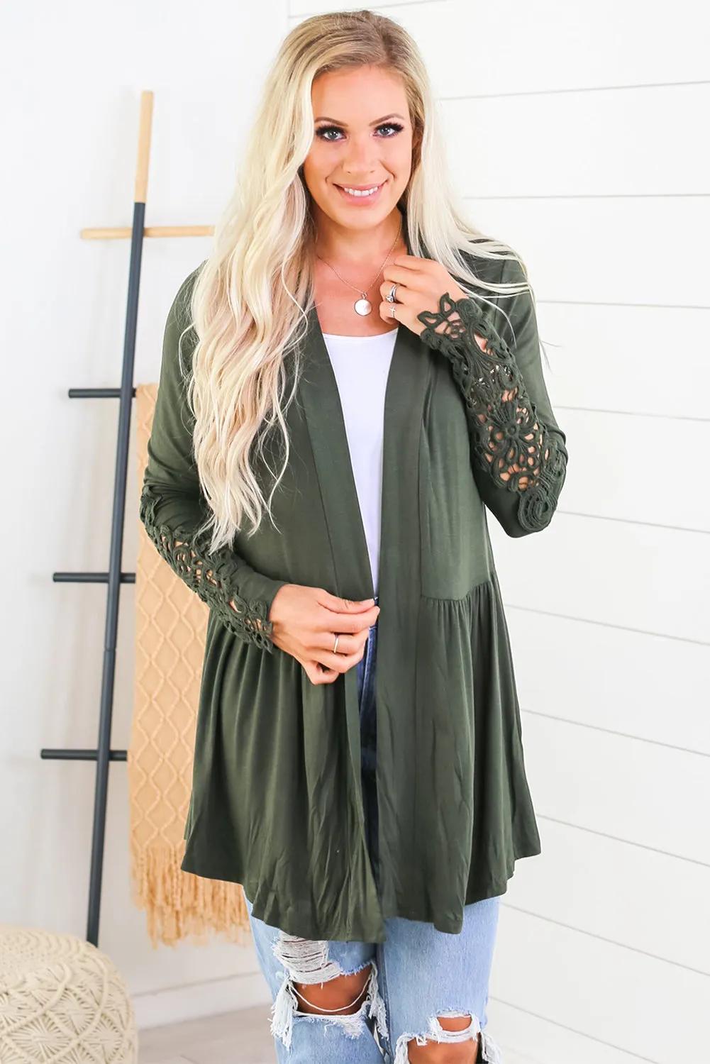 Lace Sleeve Knit Cardigan