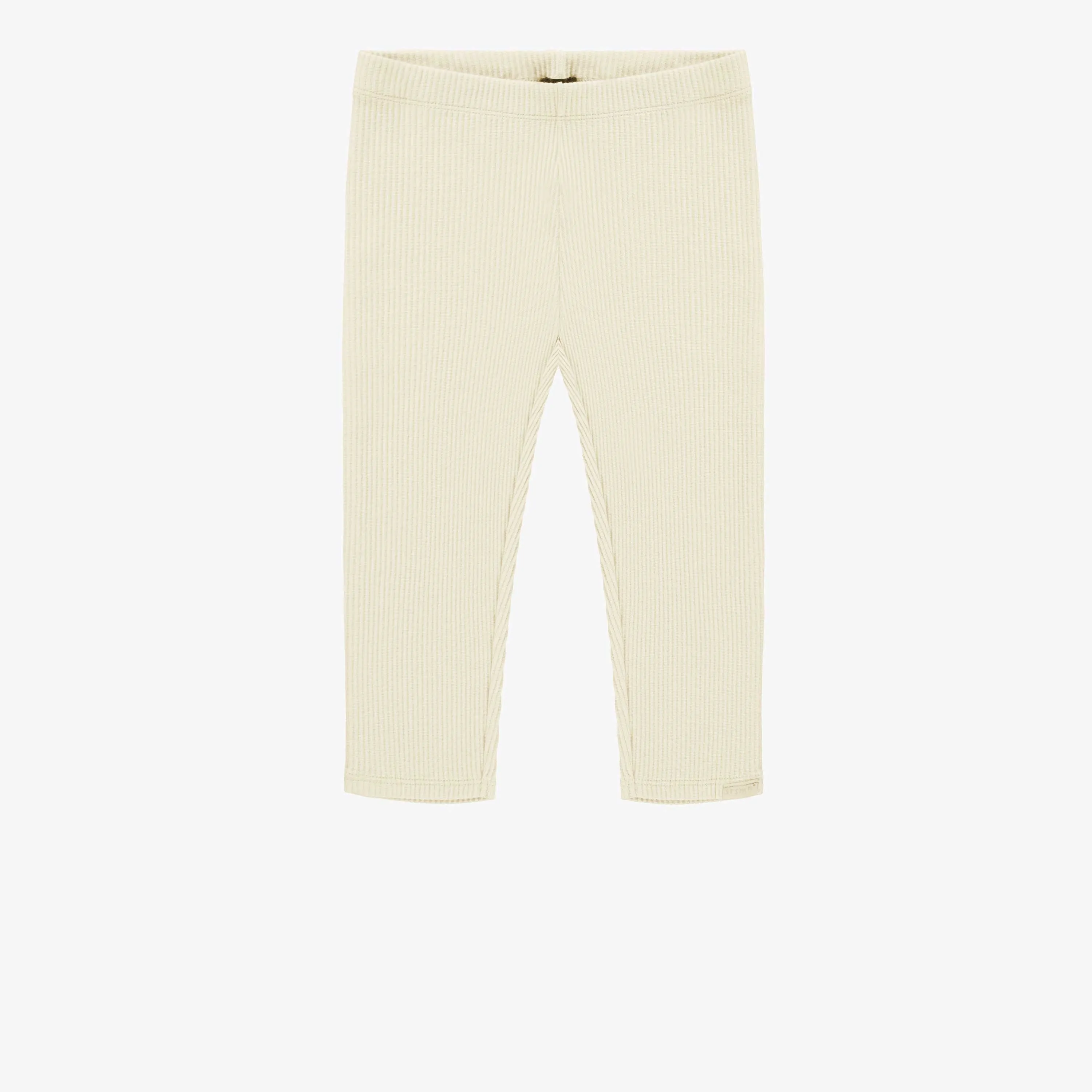 Legging crème longueur ¾ en tricot côtelé, enfant || Cream ¾ length legging in ribbed knit, child