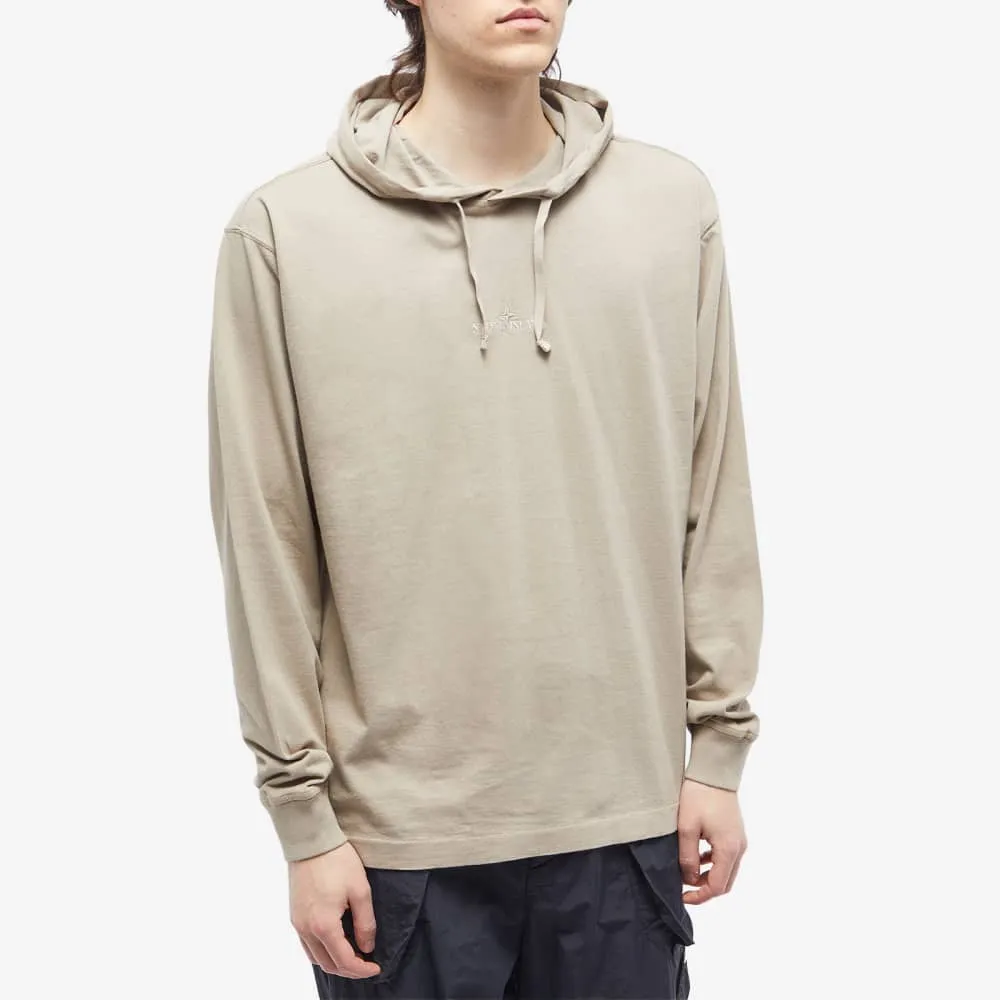 Lightweight hoodie with embroidered Stone Island logo