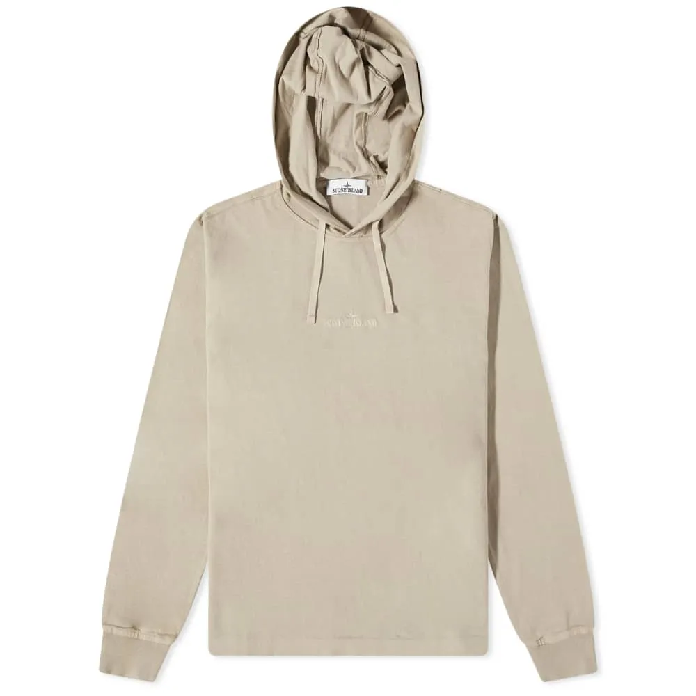 Lightweight hoodie with embroidered Stone Island logo