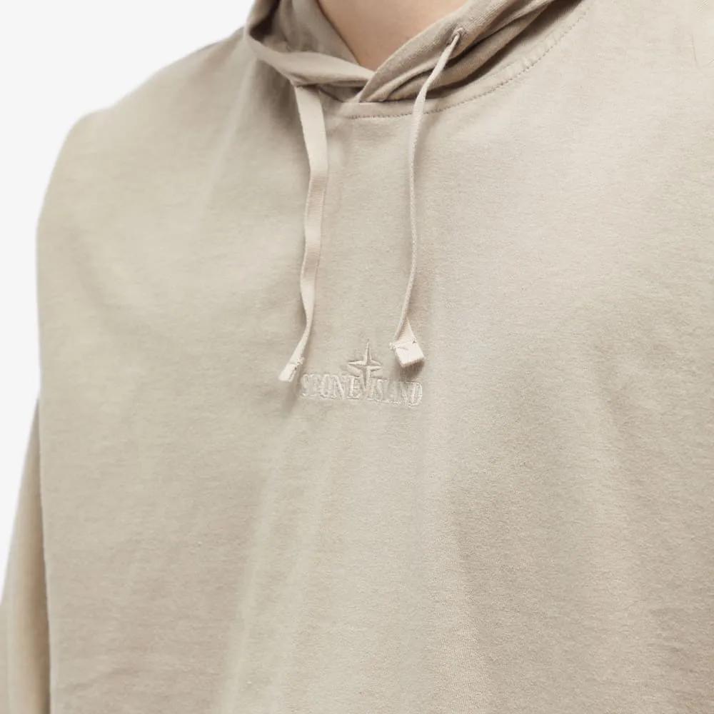 Lightweight hoodie with embroidered Stone Island logo