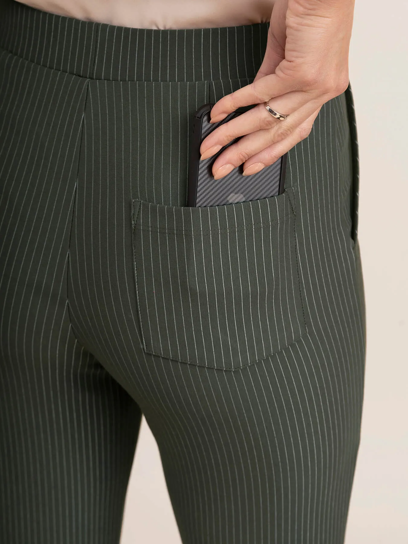 LivIn Striped Straight Pants - Olive