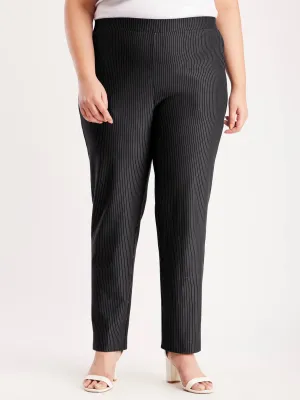 LivIn X Striped Straight Pants - Black