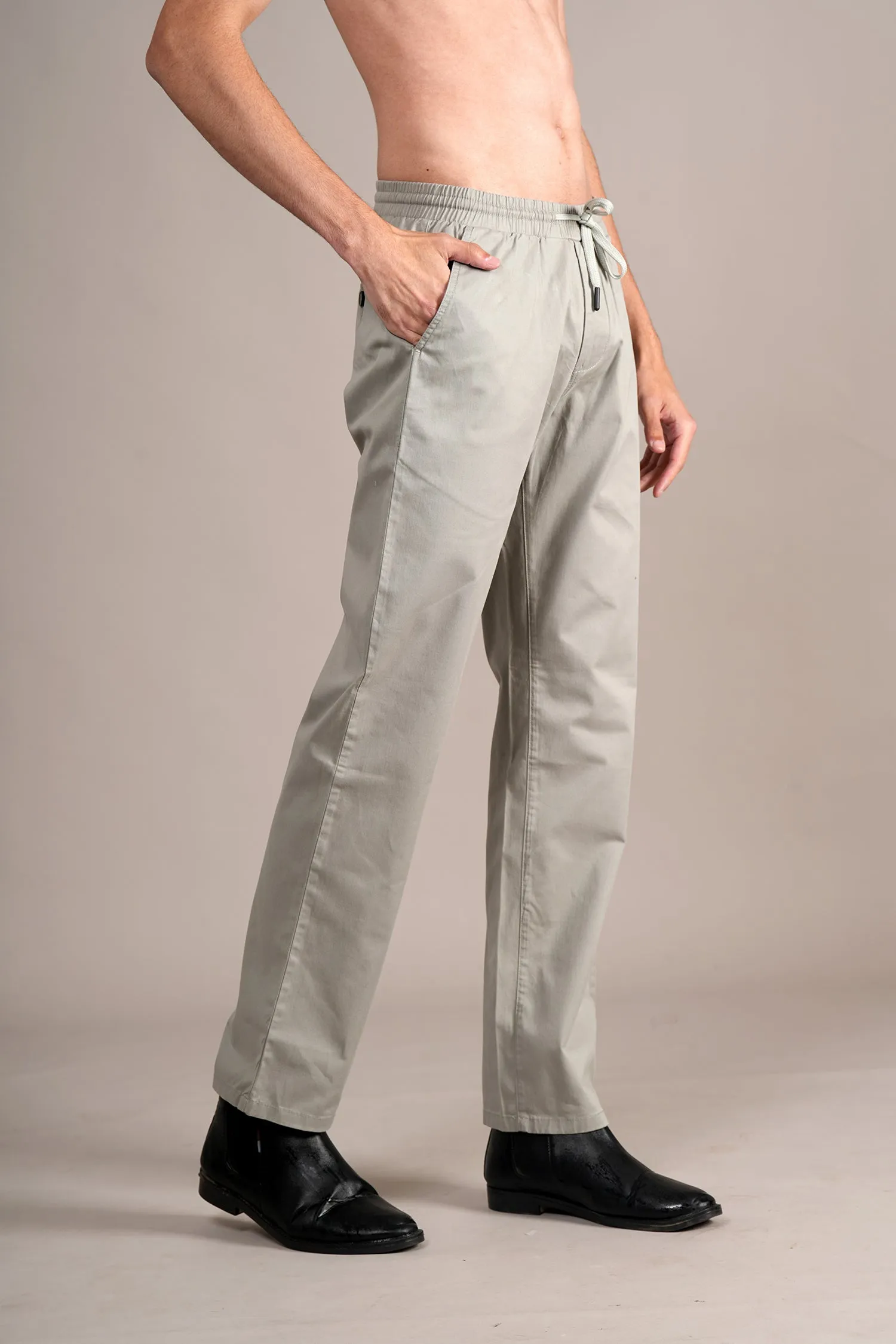 Men's Pista Green Non-Pleated Casual Trouser