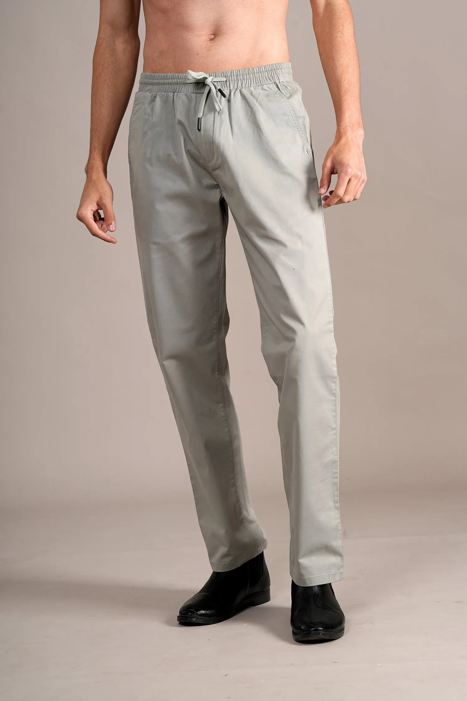 Men's Pista Green Non-Pleated Casual Trouser