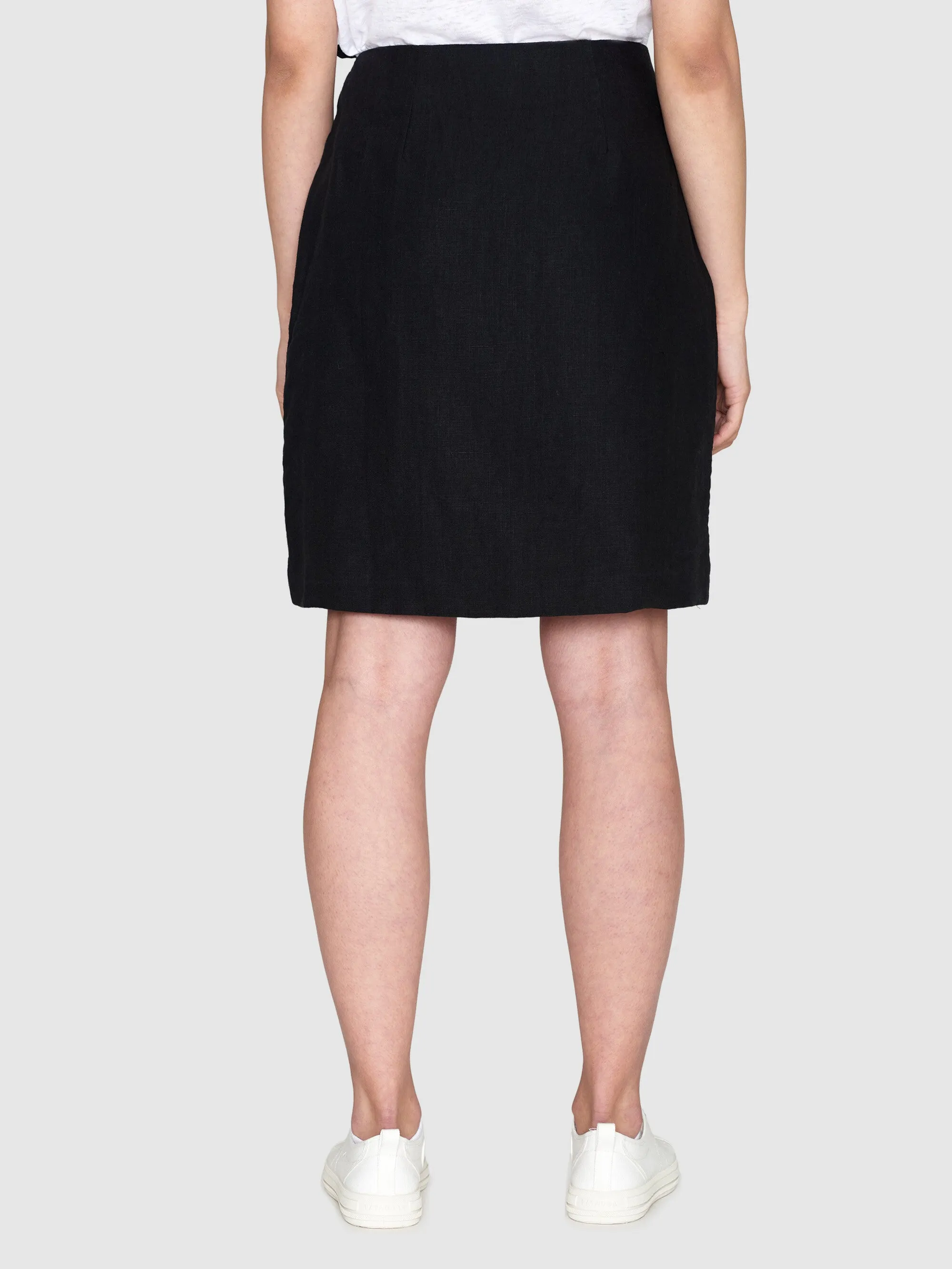 Natural linen wrap skirt - Black Jet