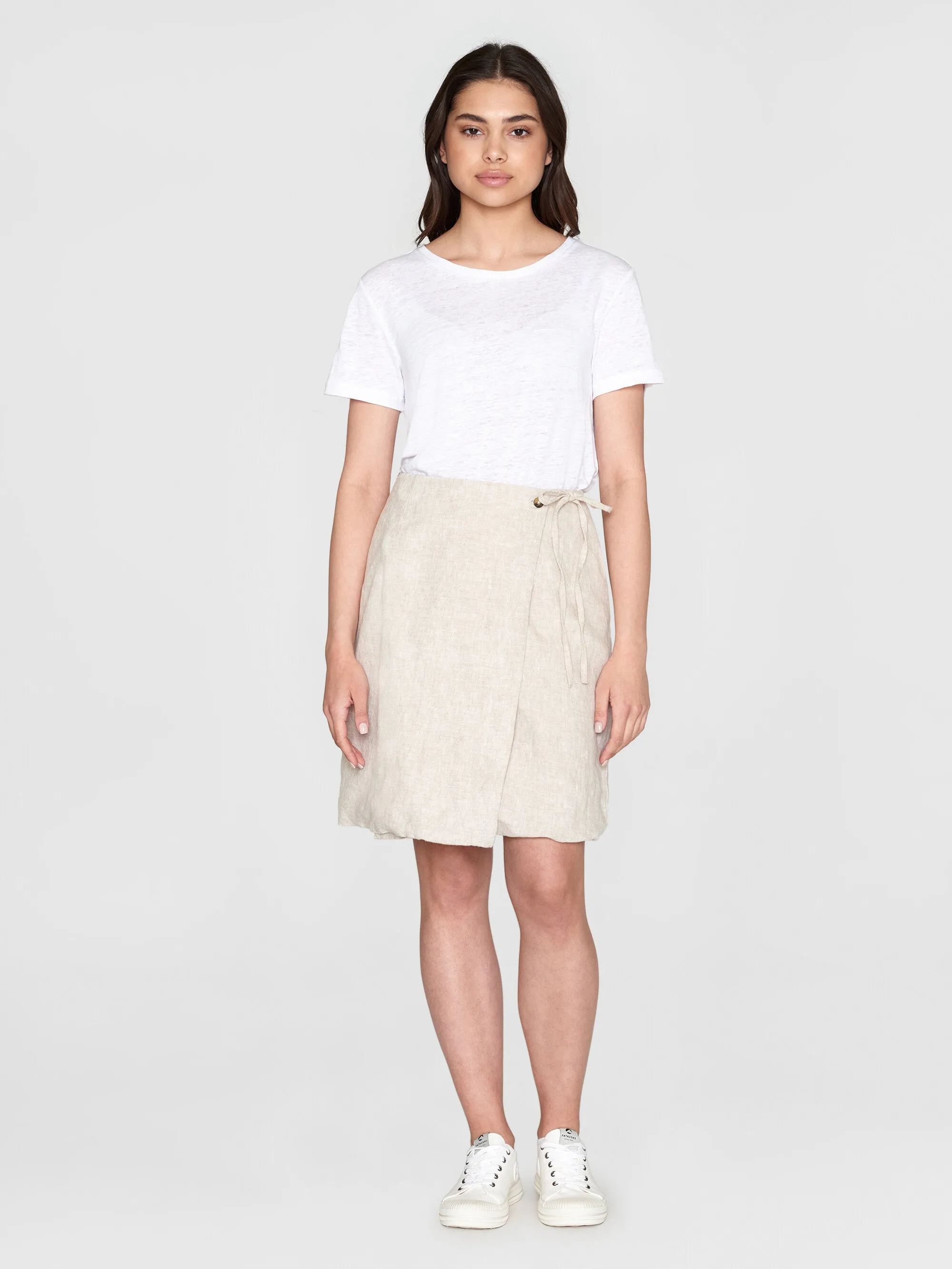 Natural linen wrap skirt - Light feather gray