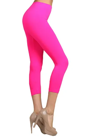 Neon Colored Capri Cut Seamless Leggings