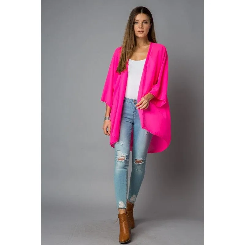 Neon Solid Kimono Cardigan