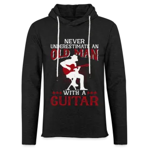 Never Underestimate An Old Man With A Guitar Lightweight Terry Hoodie