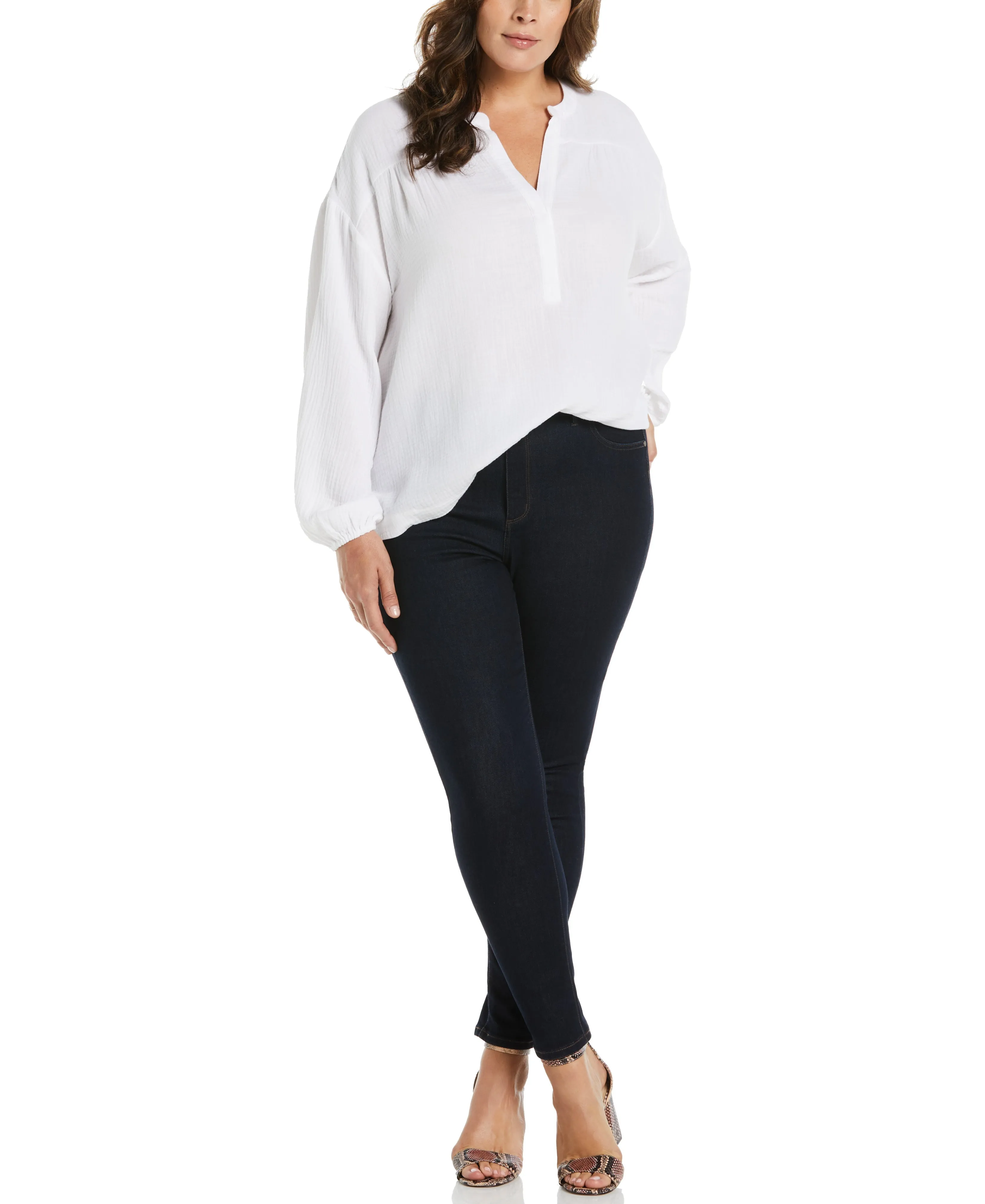 Plus Size Solid Gauze Top