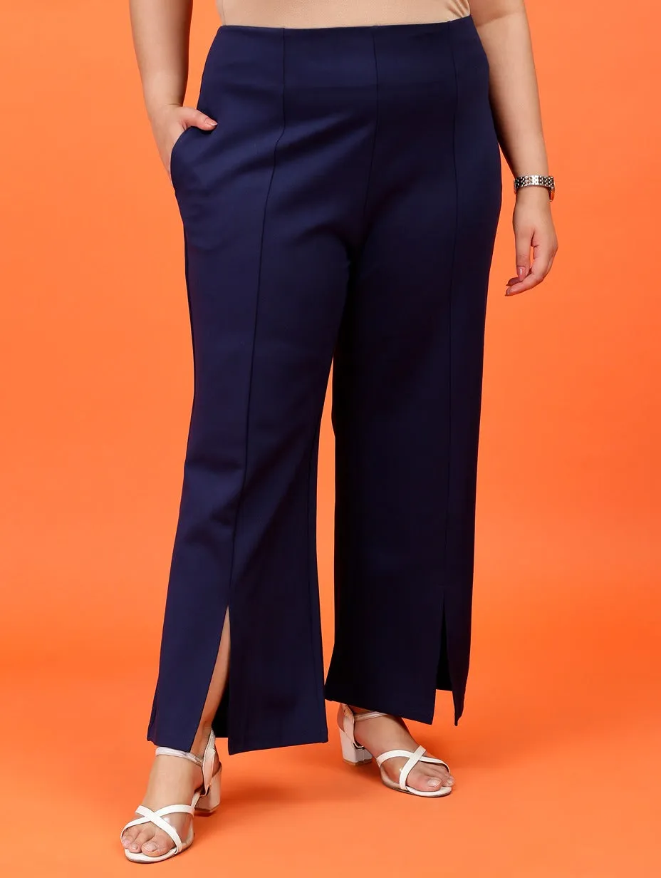 Plus Size Women Navy Blue Boot Cut Trouser