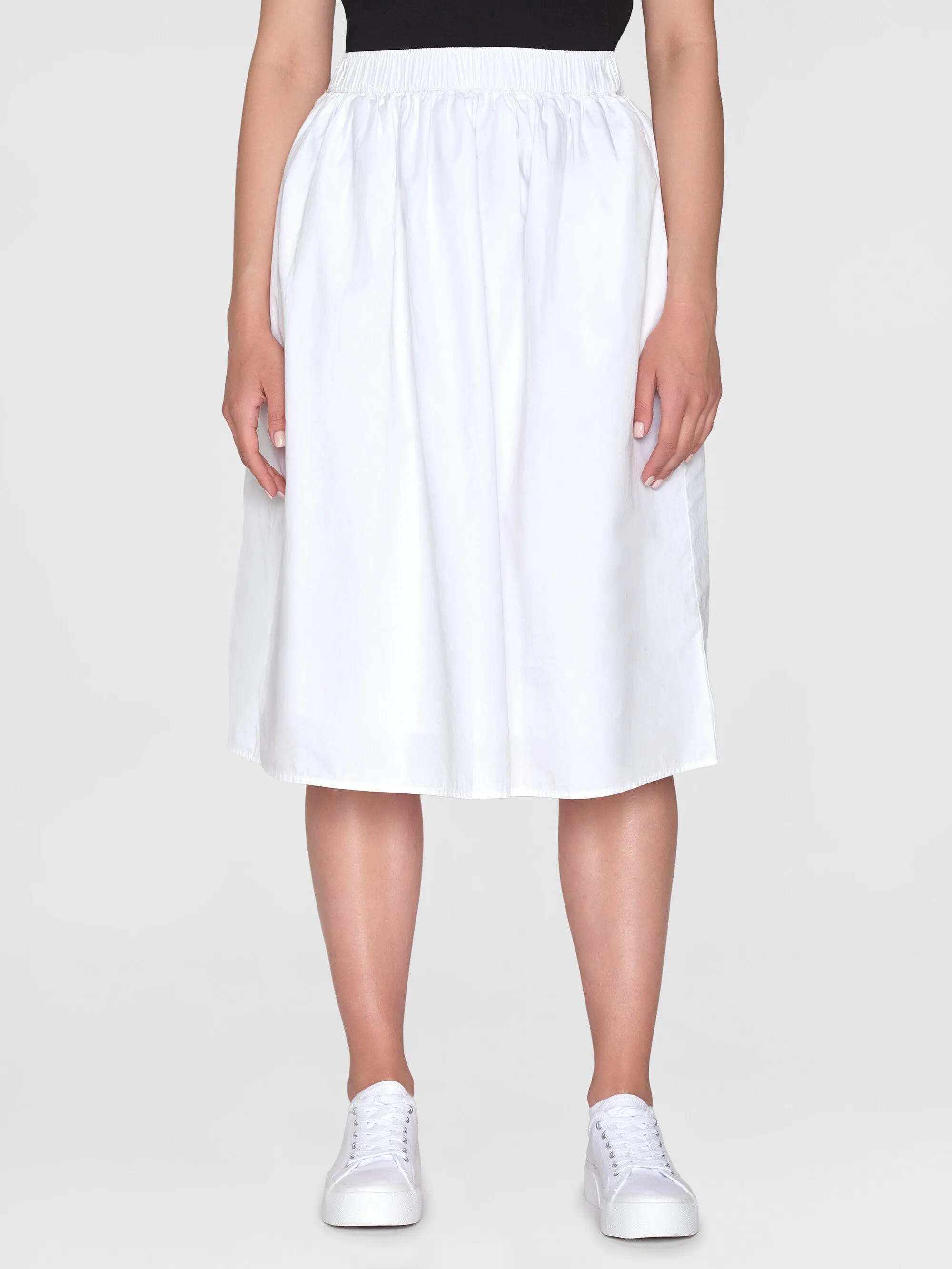 Poplin elastic waist skirt - Bright White