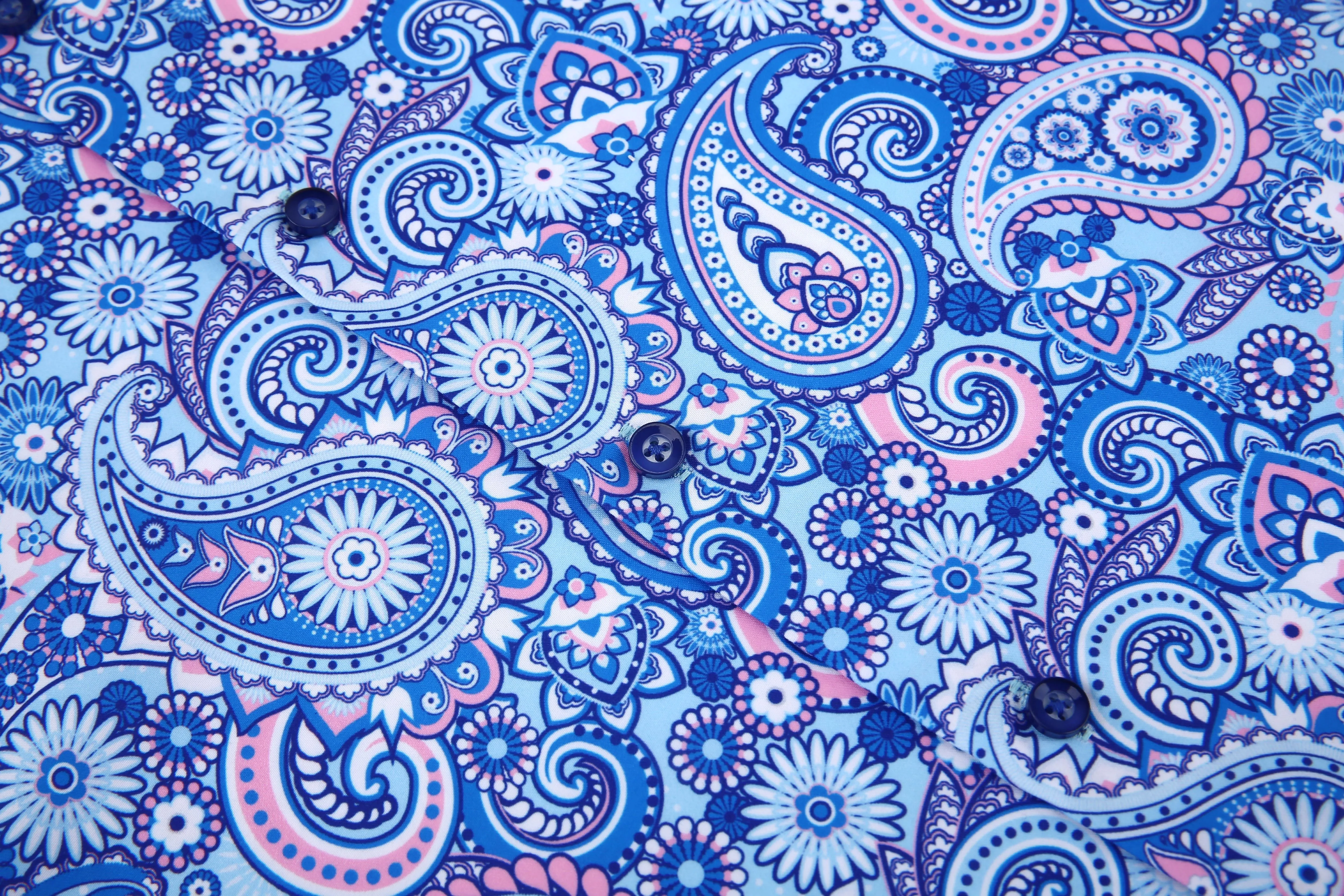 PREMIERE SHIRTS: Blue & Pink Paisley