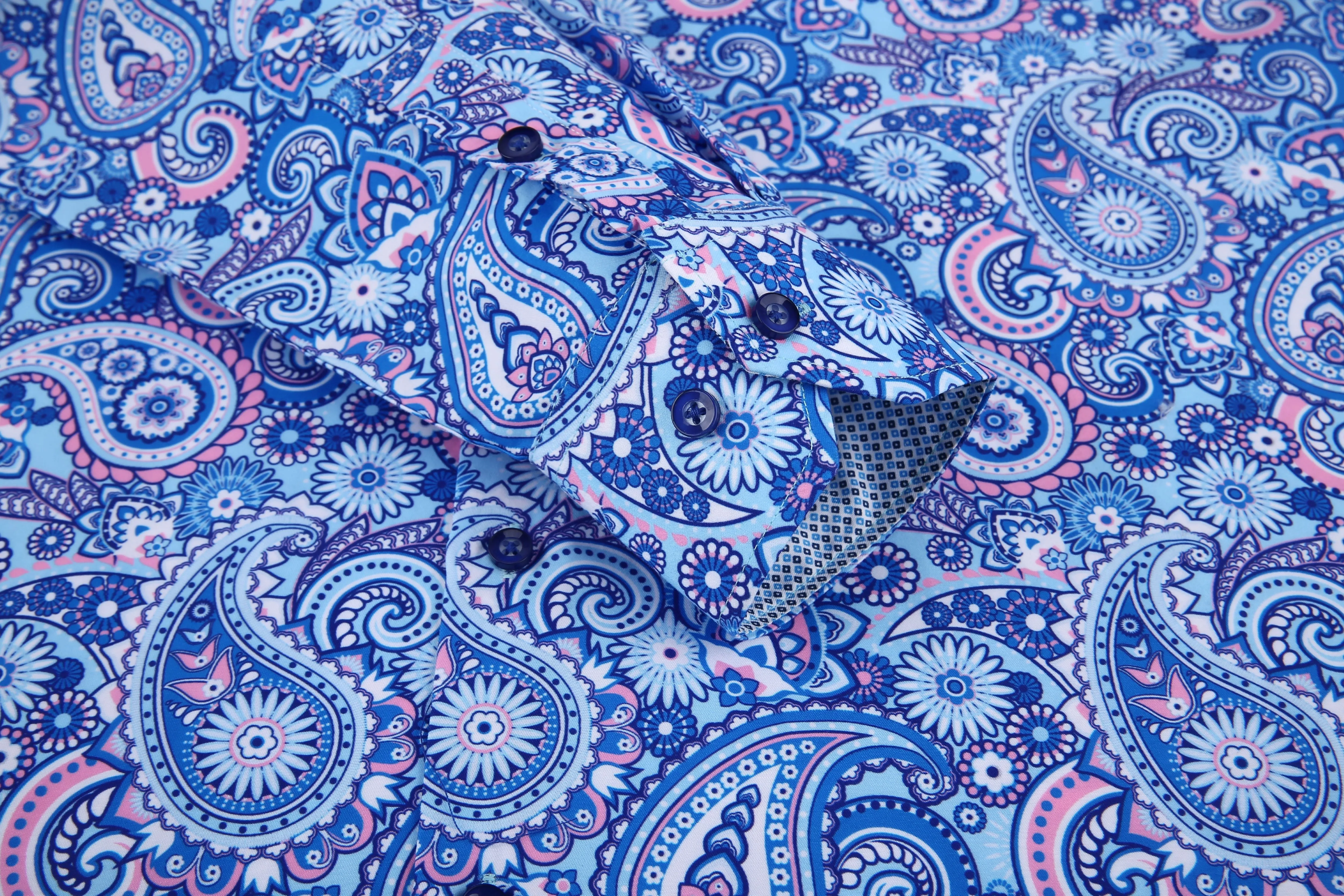 PREMIERE SHIRTS: Blue & Pink Paisley