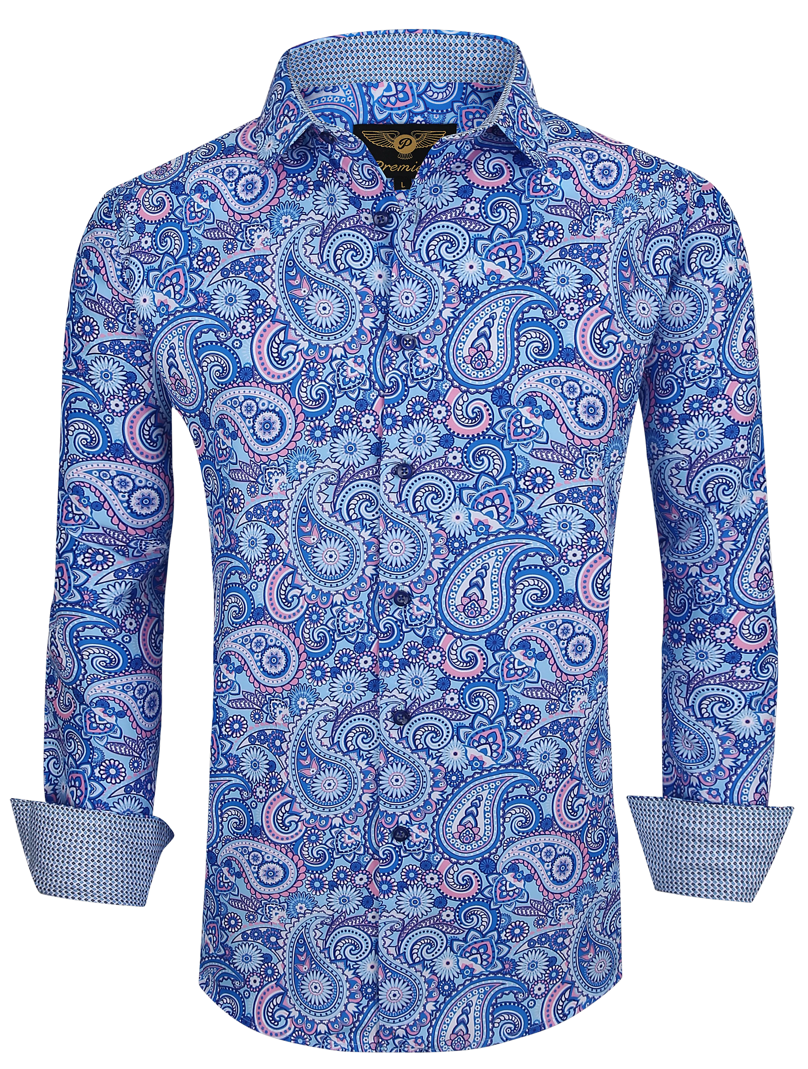 PREMIERE SHIRTS: Blue & Pink Paisley