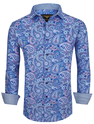 PREMIERE SHIRTS: Blue & Pink Paisley